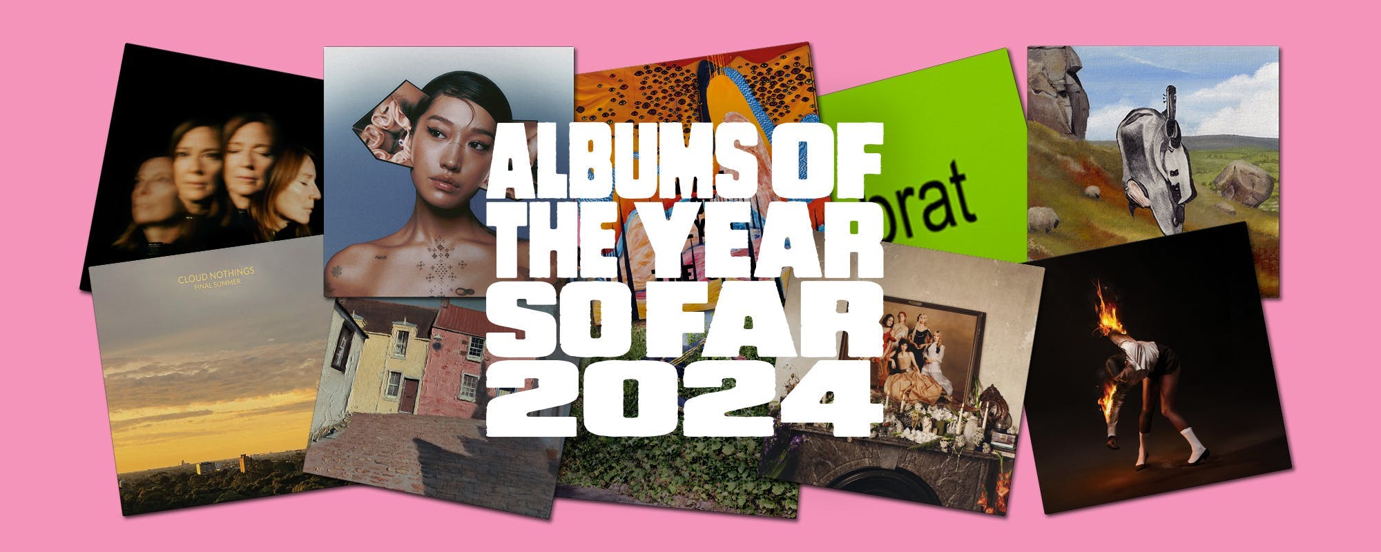 'Albums of the Year So Far 2024' cover images stacked on each other