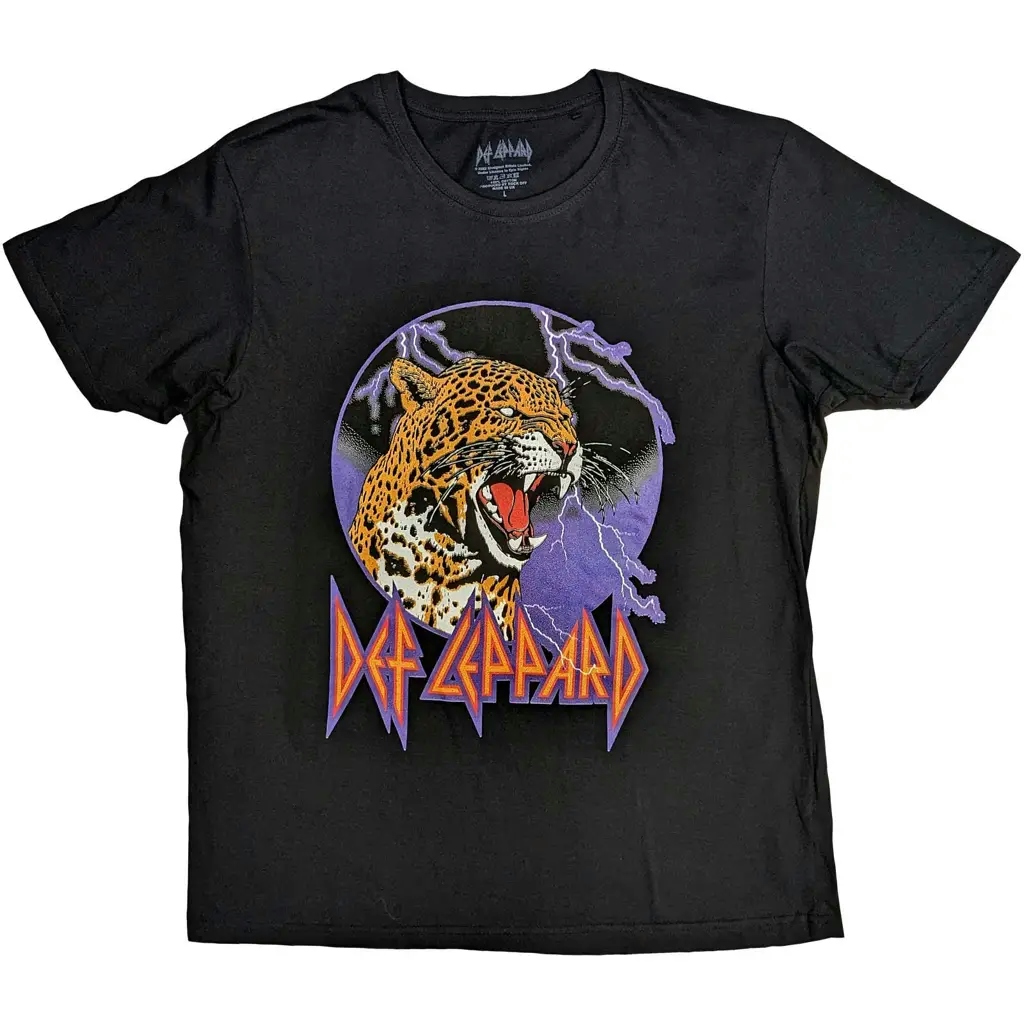 Album artwork for Def Leppard Unisex T-Shirt: Lightning Leopard  Lightning Leopard Short Sleeves by Def Leppard